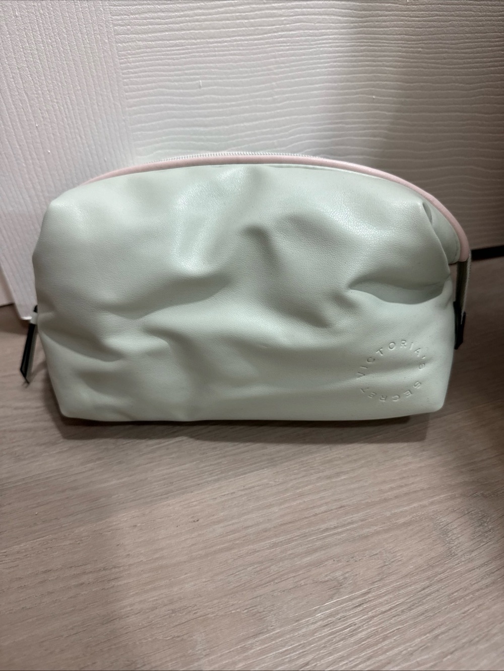 Victoria's Secret Mint Green Cosmetic Pouch with Pink Trim